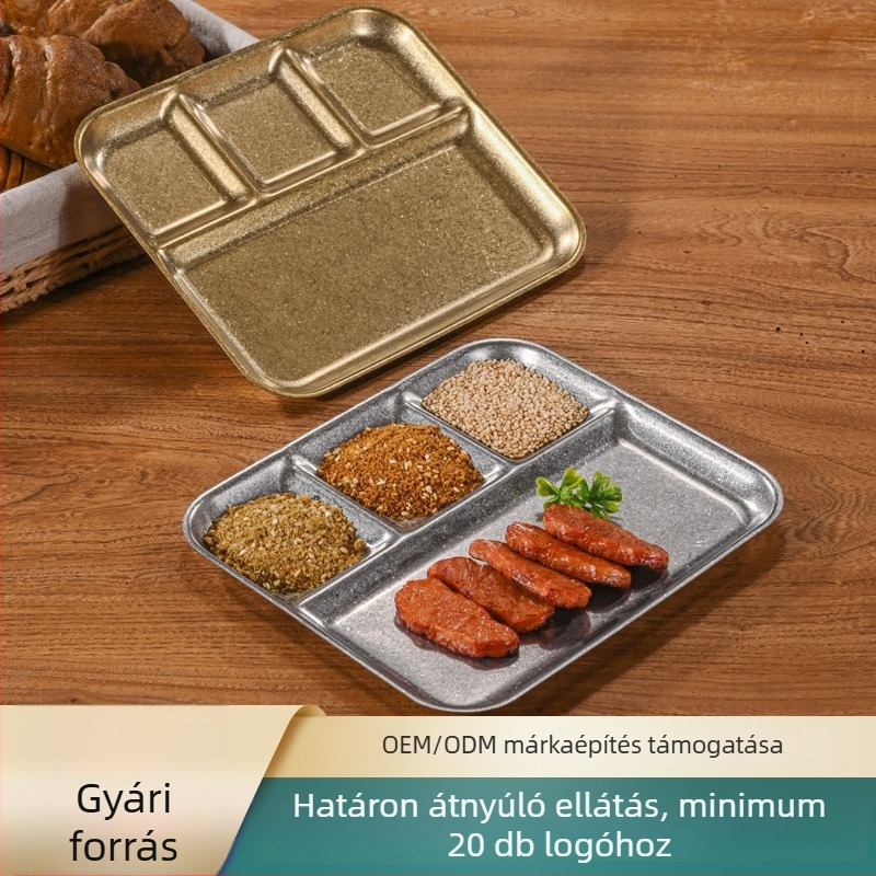 Retro stílusú osztott condiments tál 304 rozsdamentes acélból grillszószokhoz
