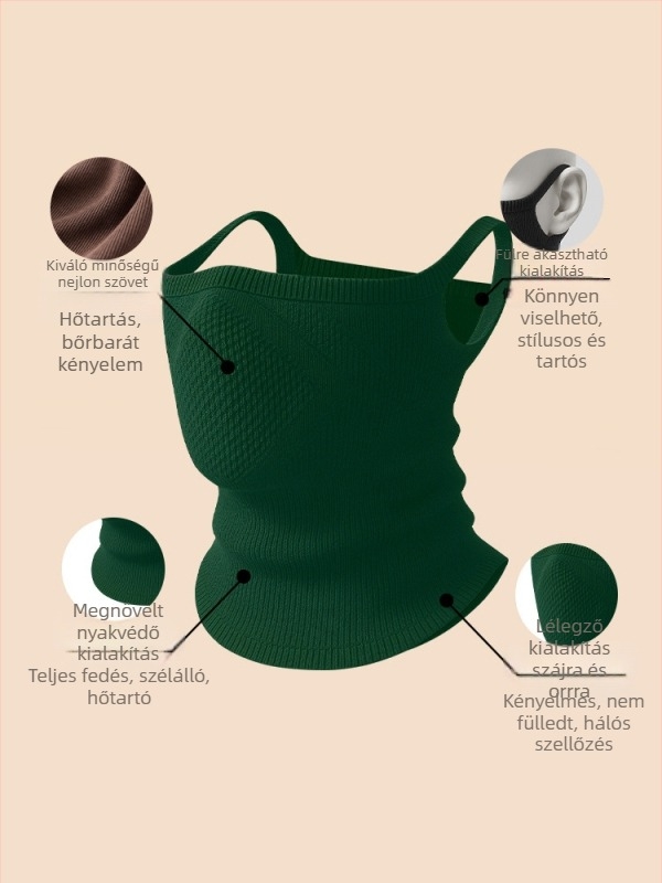 Sima nylon kerékpáros nyakmelegítő fülhuroz design-nal, szélvédett és melegen tartó, uniszex