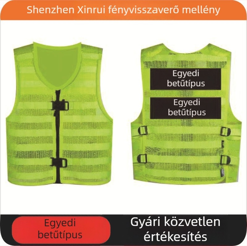 Légáteresztő hálós anyaggal készült fényvisszaverő biztonsági mellény járőrszolgálathoz és közlekedési biztonsághoz
