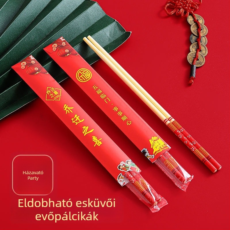 Pompás bambusz egyszer használatos evőpálcikák papírtakaróval, egyenként csomagolva, prémium, extra hosszú és vastag, esküvők, házavatók, születésnapok és teliholdas ünnepek számára