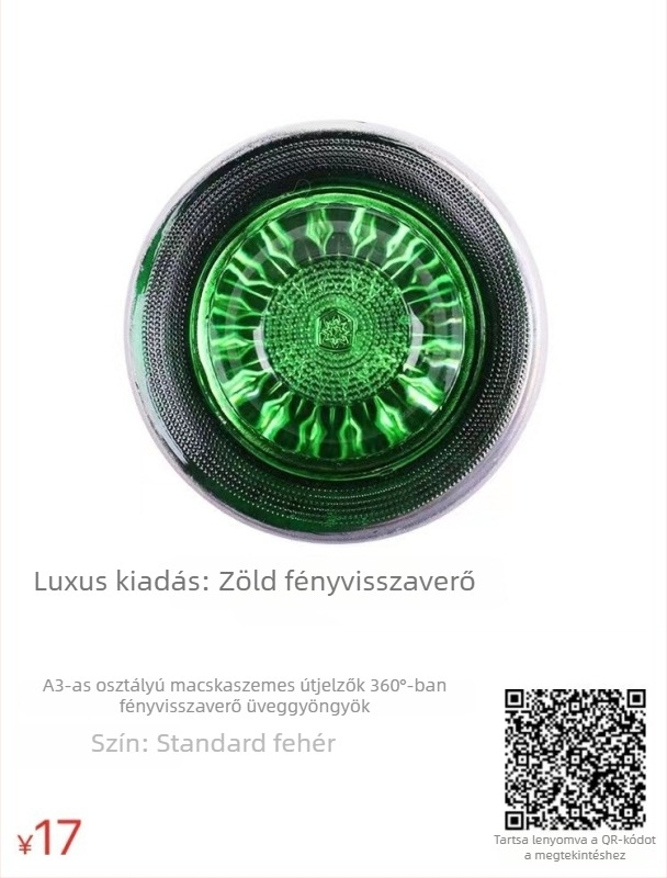 A3 macskaszem útjelzők – 360° fényvisszaverő üveggolyók, közúti biztonság, kiemelt útjelzőtáblák