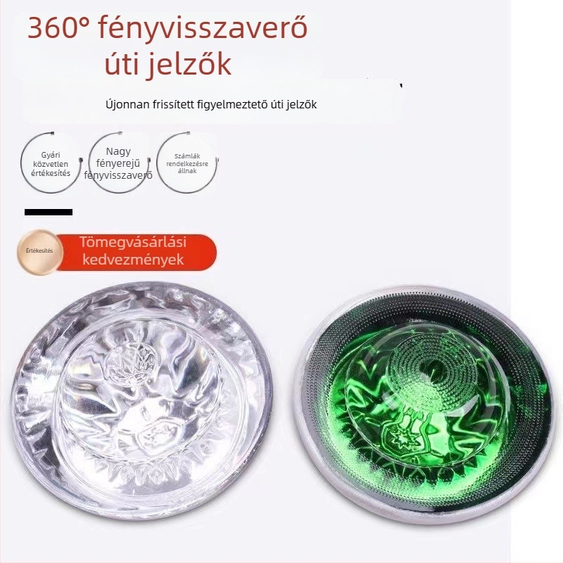 A3 macskaszem útjelzők – 360° fényvisszaverő üveggolyók, közúti biztonság, kiemelt útjelzőtáblák
