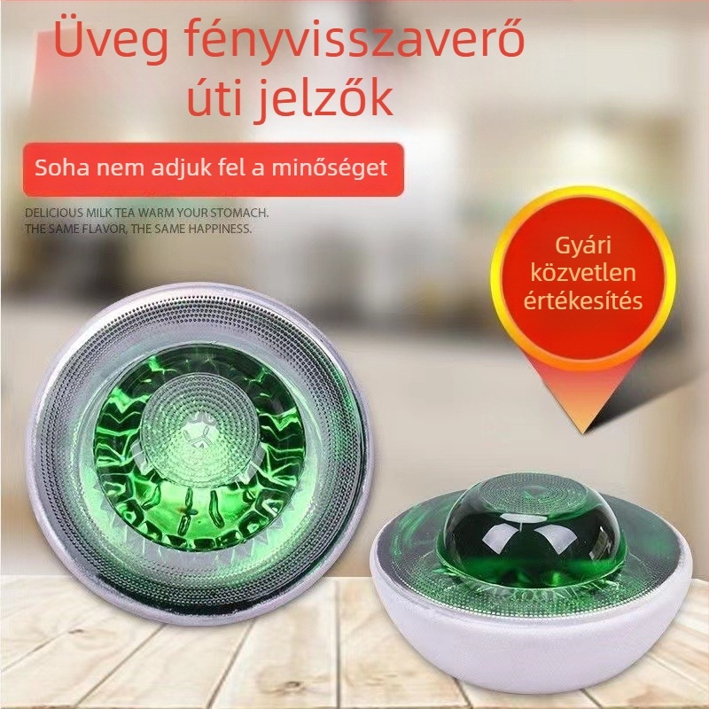 A3 macskaszem útjelzők – 360° fényvisszaverő üveggolyók, közúti biztonság, kiemelt útjelzőtáblák