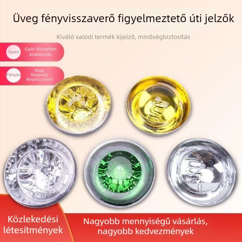 A3 macskaszem útjelzők – 360° fényvisszaverő üveggolyók, közúti biztonság, kiemelt útjelzőtáblák