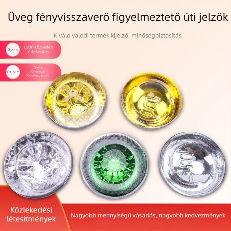 A3 macskaszem útjelzők – 360° fényvisszaverő üveggolyók, közúti biztonság, kiemelt útjelzőtáblák