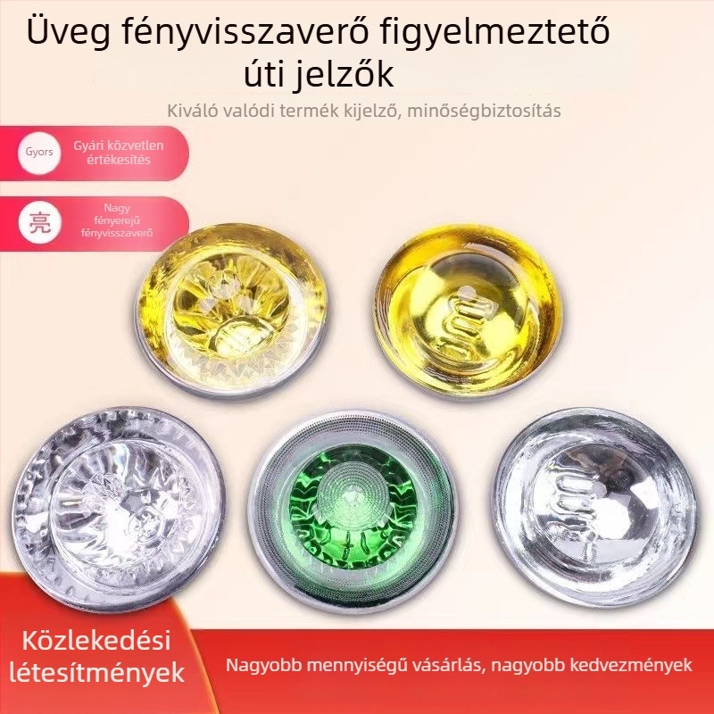 A3 macskaszem útjelzők – 360° fényvisszaverő üveggolyók, közúti biztonság, kiemelt útjelzőtáblák
