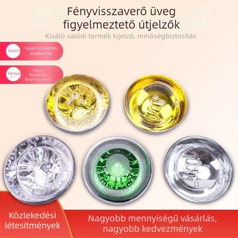 A3 macskaszem útjelzők – 360° fényvisszaverő üveggolyók, közúti biztonság, kiemelt útjelzőtáblák