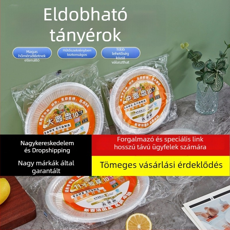 Egyszer használatos műanyag tányérok – vastag, kör alakú tányérok grillhez és piknikhez, gyümölcs- és zöldség tálalásához
