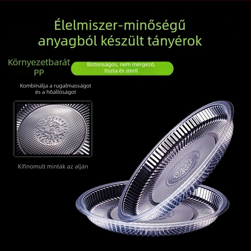 Egyszer használatos műanyag tányérok – vastag, kör alakú tányérok grillhez és piknikhez, gyümölcs- és zöldség tálalásához