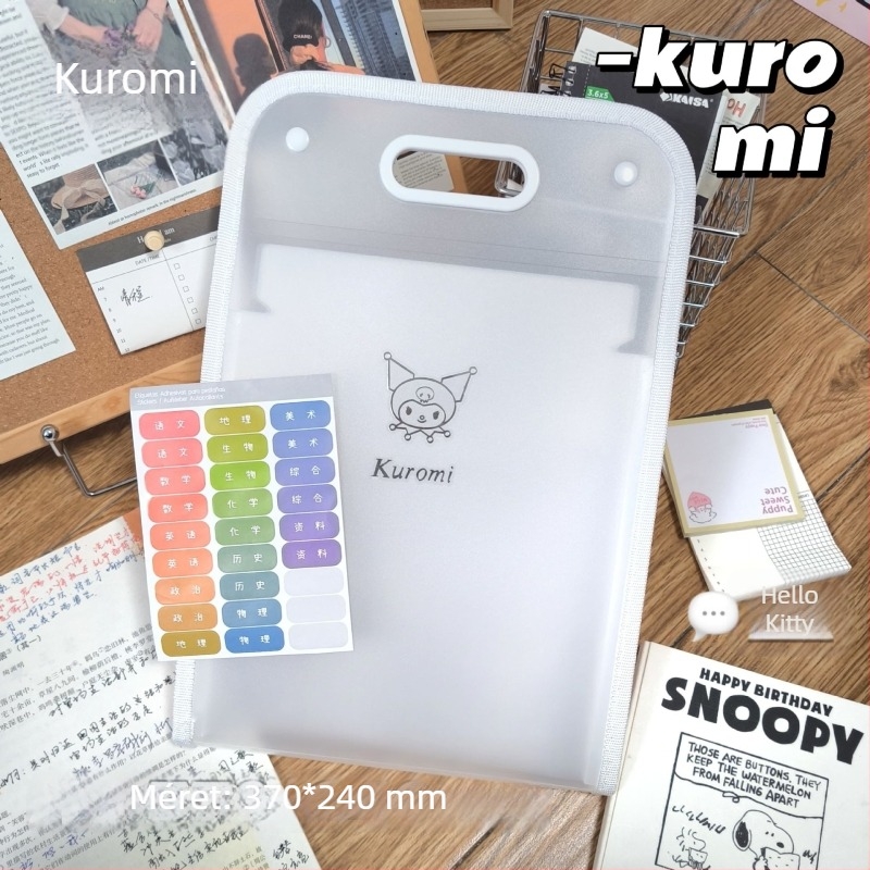 Sanrio A4 papírtároló, függőleges akordeon mappa, hordozható, több rekesszel, iskolai gyerek-stílusban