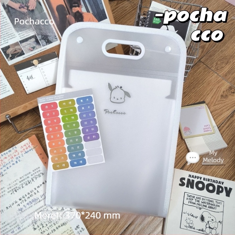 Sanrio A4 papírtároló, függőleges akordeon mappa, hordozható, több rekesszel, iskolai gyerek-stílusban