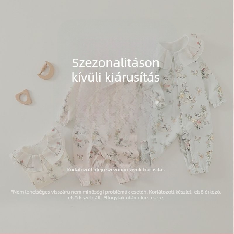 Újszülött 100% pamut overál pillangó mintával, egész évben viselhető, uniszex, hosszú ujjú