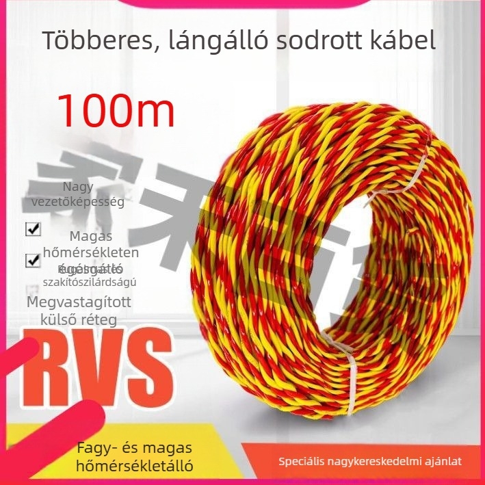 Háztartási világításhoz készült antifagyasztó, rugalmas kábel, 2,5 mm, 100 m, tűzálló vezeték LED világításhoz.