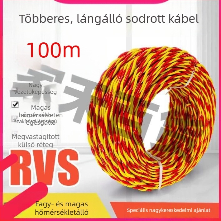 Háztartási világításhoz készült antifagyasztó, rugalmas kábel, 2,5 mm, 100 m, tűzálló vezeték LED világításhoz.