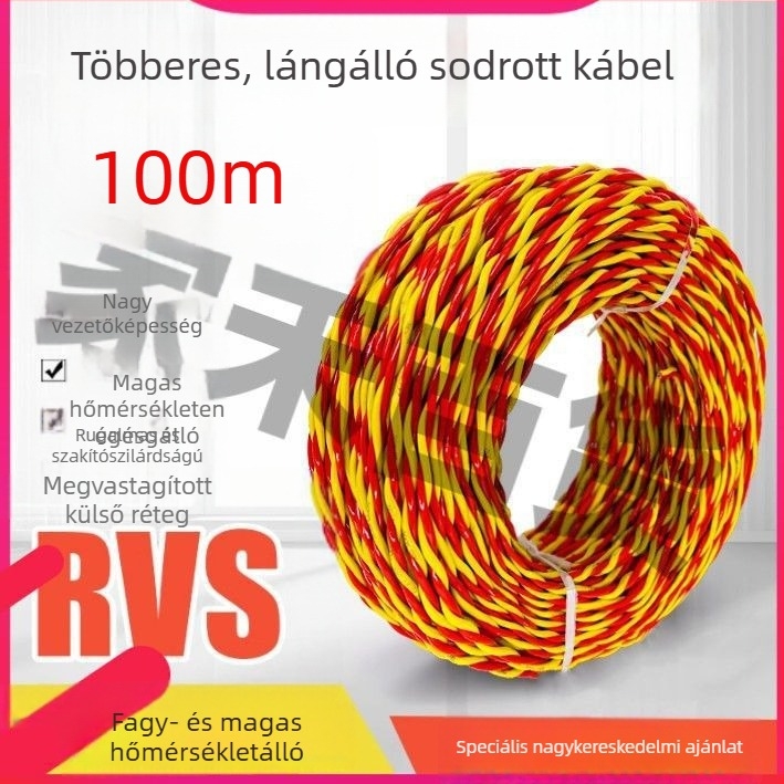Háztartási világításhoz készült antifagyasztó, rugalmas kábel, 2,5 mm, 100 m, tűzálló vezeték LED világításhoz.