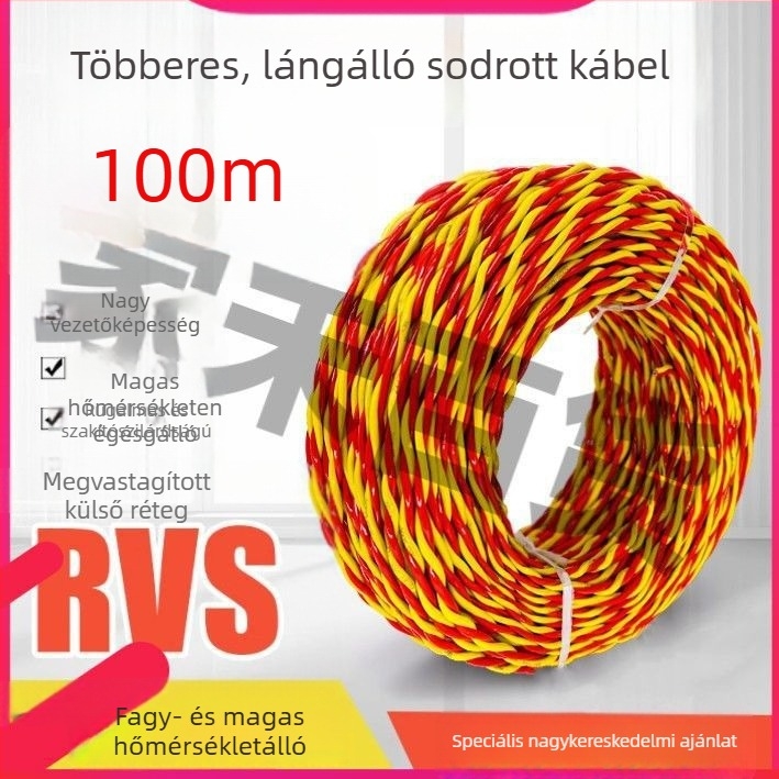 Háztartási világításhoz készült antifagyasztó, rugalmas kábel, 2,5 mm, 100 m, tűzálló vezeték LED világításhoz.