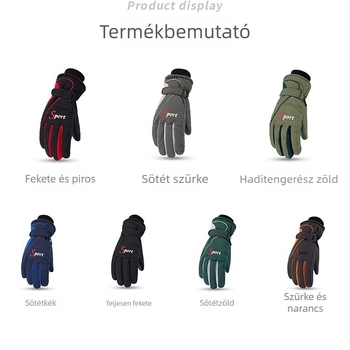 Férfi téli síkesztyű fleece-bélésű, kültéri használatra, vastag, csúszásmentes, vízálló és szélálló, meleg