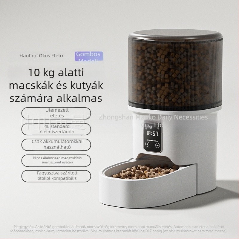 ManKe okos automata etető kétforrás-ellátással és vezérléssel videóalkalmazáson keresztül, többfunkciós, 4 L kapacitás