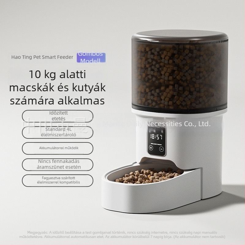 ManKe okos automata etető kétforrás-ellátással és vezérléssel videóalkalmazáson keresztül, többfunkciós, 4 L kapacitás
