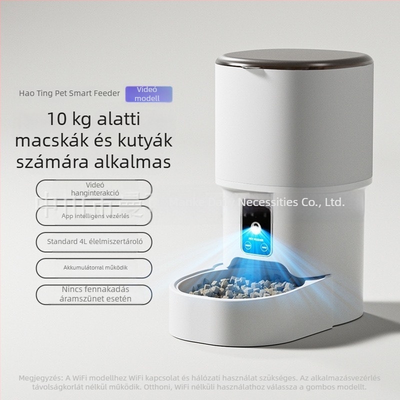 ManKe okos automata etető kétforrás-ellátással és vezérléssel videóalkalmazáson keresztül, többfunkciós, 4 L kapacitás