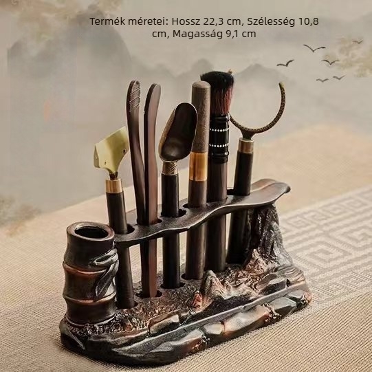 Kung Fu teaceremónia hat úriember szett – teás kiegészítők: teás klipek, teás kés, csészetartó és főzőeszközök