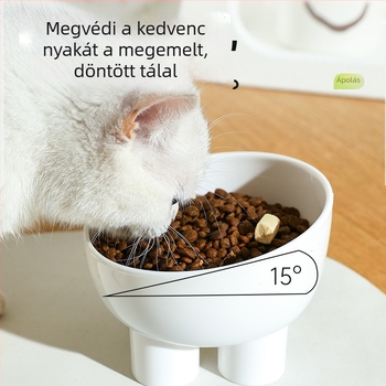 Háziállat etető tál anti-dőlés funkcióval, széles nyílású víz- és eleség tál macskáknak és kutyáknak, nyakvédő