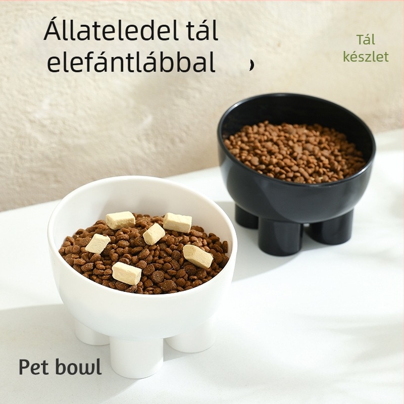 Háziállat etető tál anti-dőlés funkcióval, széles nyílású víz- és eleség tál macskáknak és kutyáknak, nyakvédő