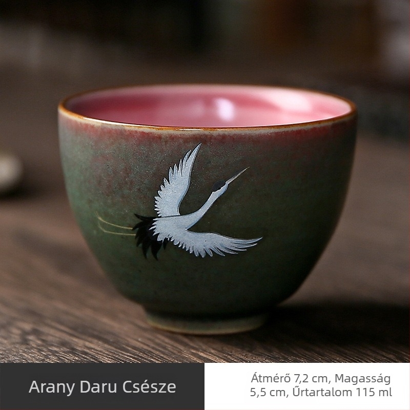 Kemencében égetett glazúros porcelán teáscsésze, egyedi adag, Gongfu tea ceremóniára és kóstoló teázásra