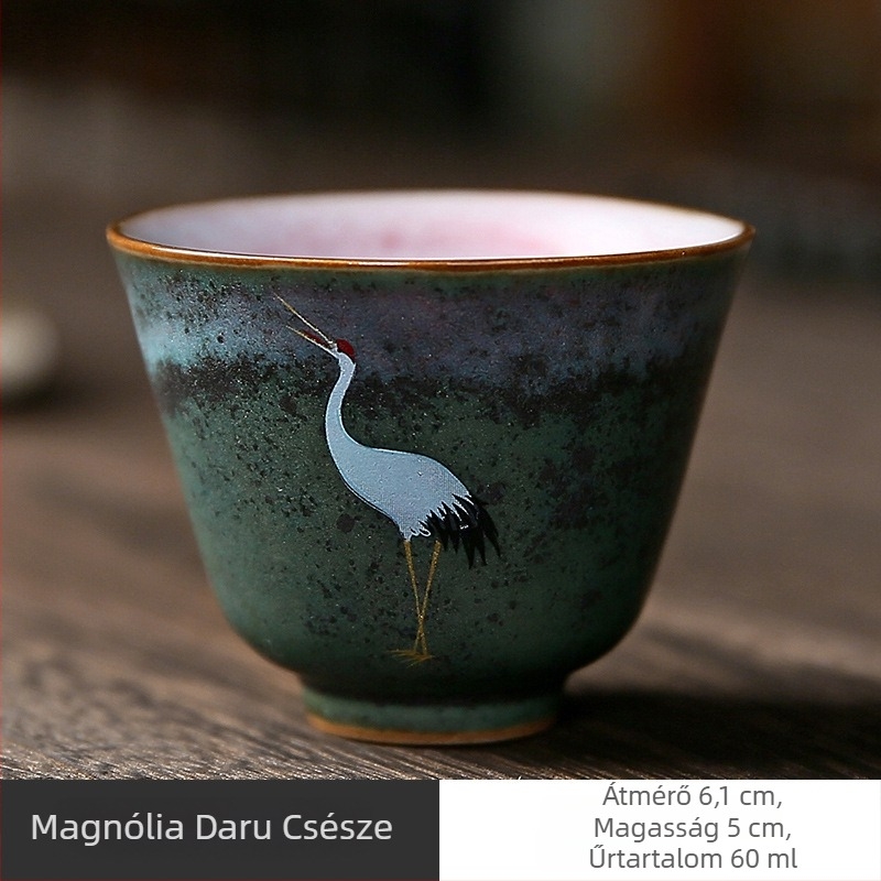 Kemencében égetett glazúros porcelán teáscsésze, egyedi adag, Gongfu tea ceremóniára és kóstoló teázásra
