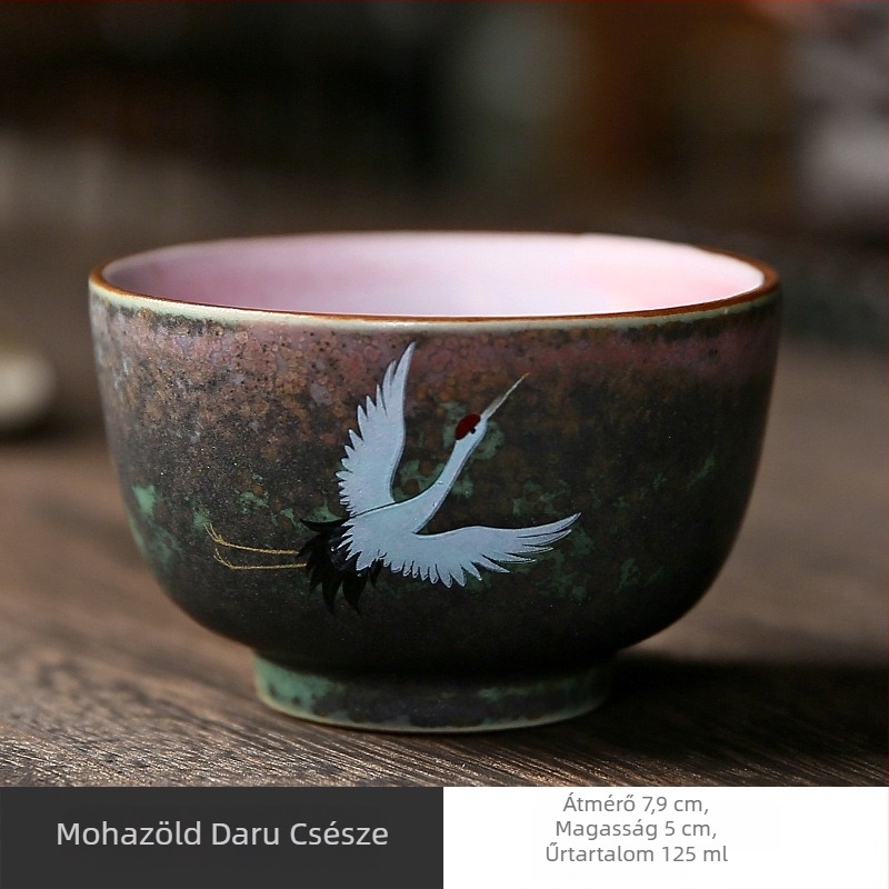 Kemencében égetett glazúros porcelán teáscsésze, egyedi adag, Gongfu tea ceremóniára és kóstoló teázásra