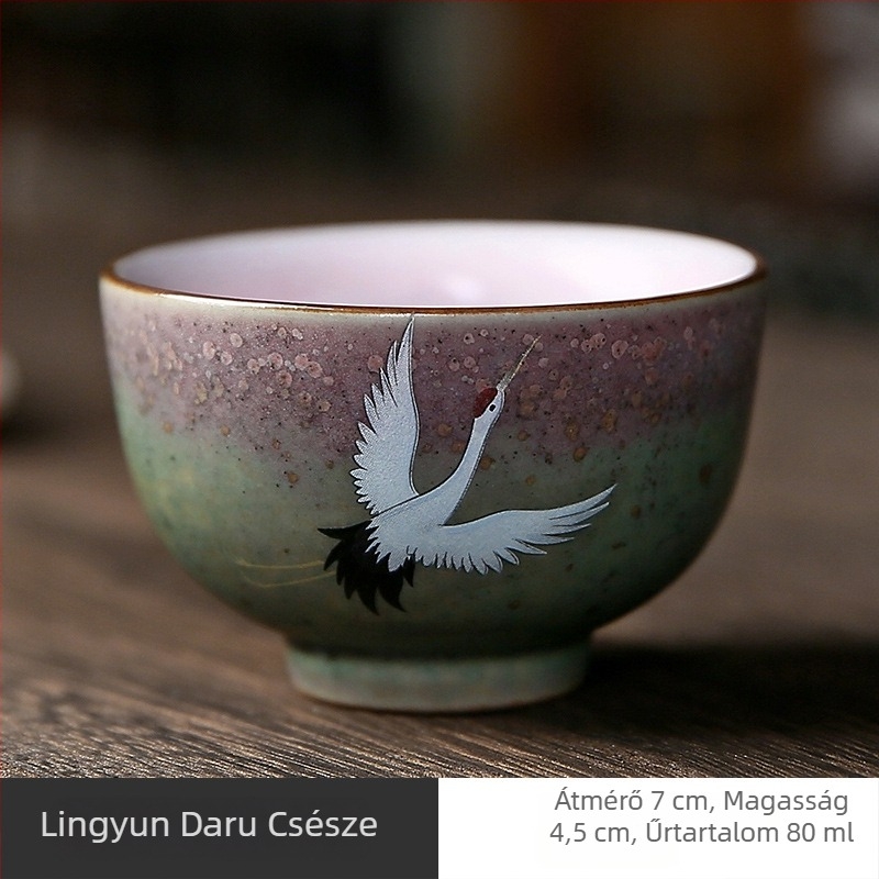 Kemencében égetett glazúros porcelán teáscsésze, egyedi adag, Gongfu tea ceremóniára és kóstoló teázásra