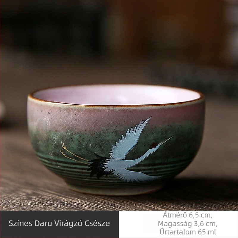 Kemencében égetett glazúros porcelán teáscsésze, egyedi adag, Gongfu tea ceremóniára és kóstoló teázásra
