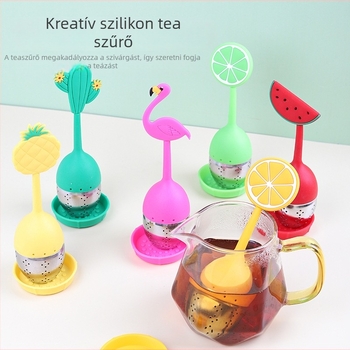 Szilikon teás infúzor rozsdamentes acél szűrővel, kreatív dizájn, tea-labda és teafilter