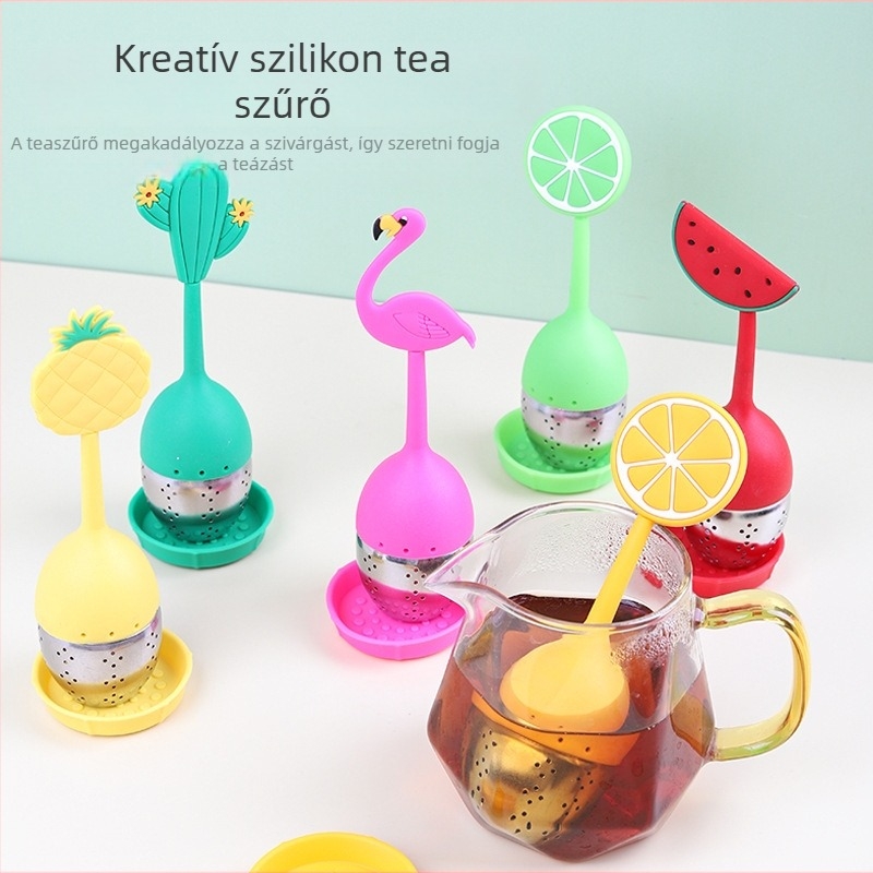 Szilikon teás infúzor rozsdamentes acél szűrővel, kreatív dizájn, tea-labda és teafilter