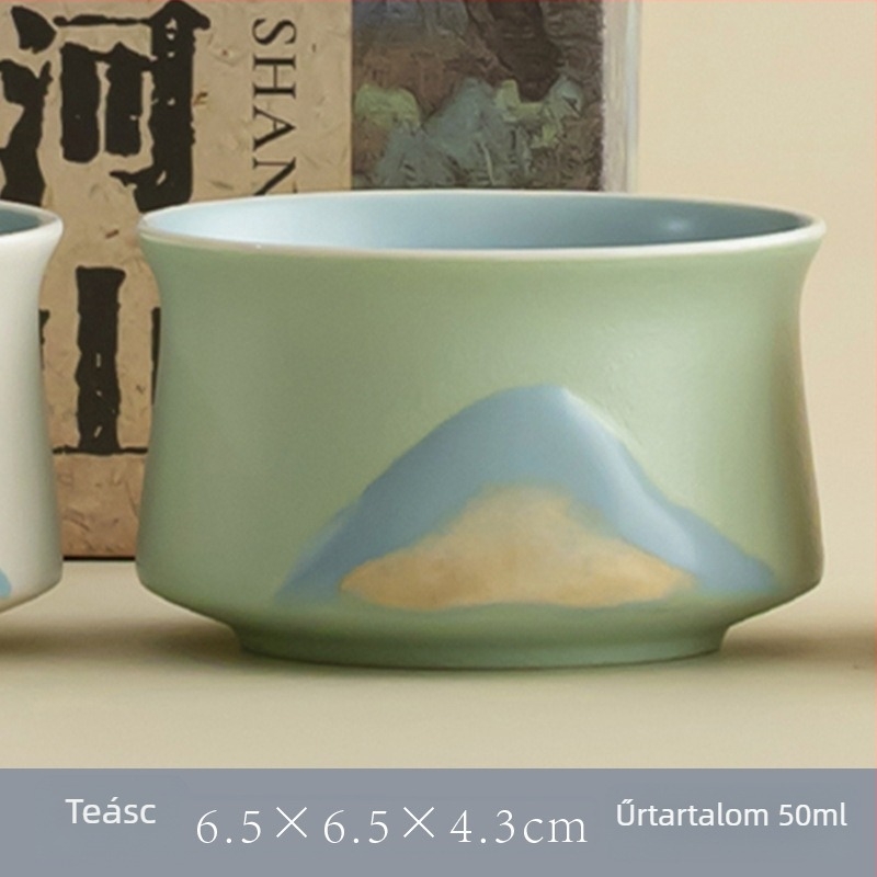 Haoran kézzel festett Jiangshan kerámia teáscsésze otthonra és az irodába, kínai stílusú személyes ajándék