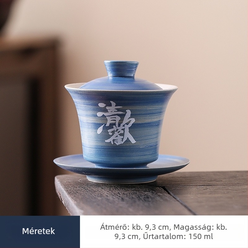 Gaiwan teáscsésze fedővel – Gongfu teás készlet, egyetlen leöntésre alkalmas edény, retro piros kerámia esküvőkre