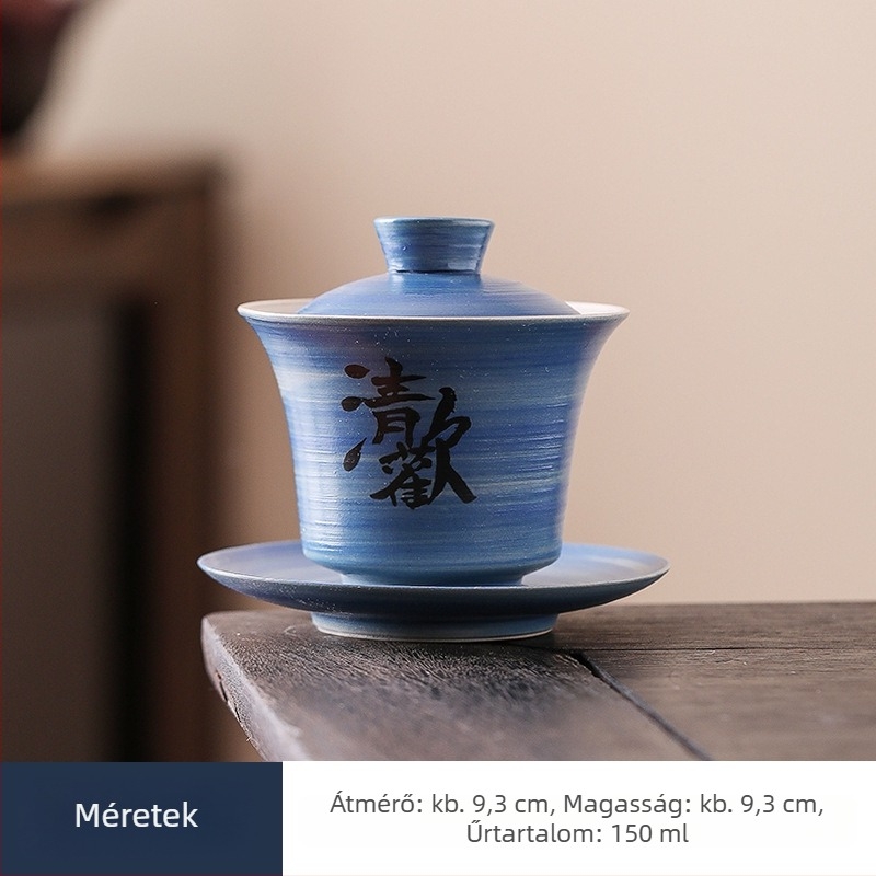 Gaiwan teáscsésze fedővel – Gongfu teás készlet, egyetlen leöntésre alkalmas edény, retro piros kerámia esküvőkre