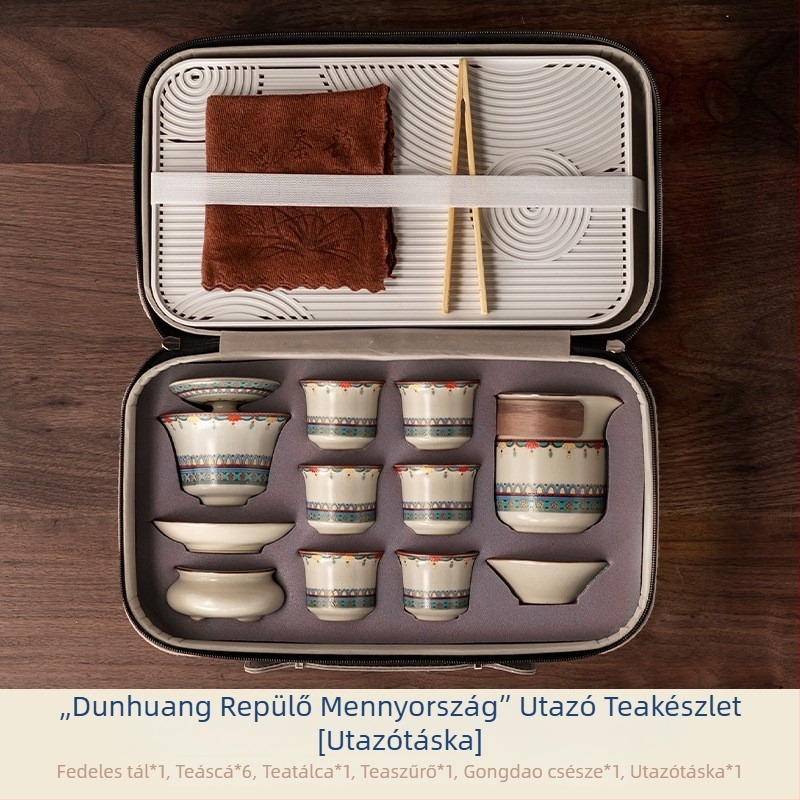 Gongfu teáskészlet kerámiából repedező mázzal – 2025-ös új modell, elegáns otthoni ajándékdoboz
