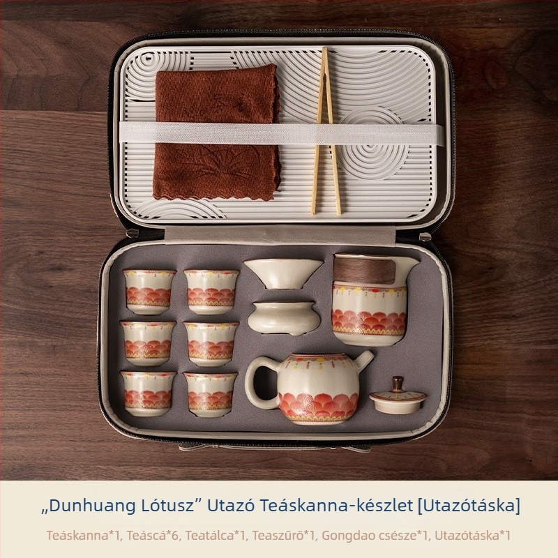 Gongfu teáskészlet kerámiából repedező mázzal – 2025-ös új modell, elegáns otthoni ajándékdoboz