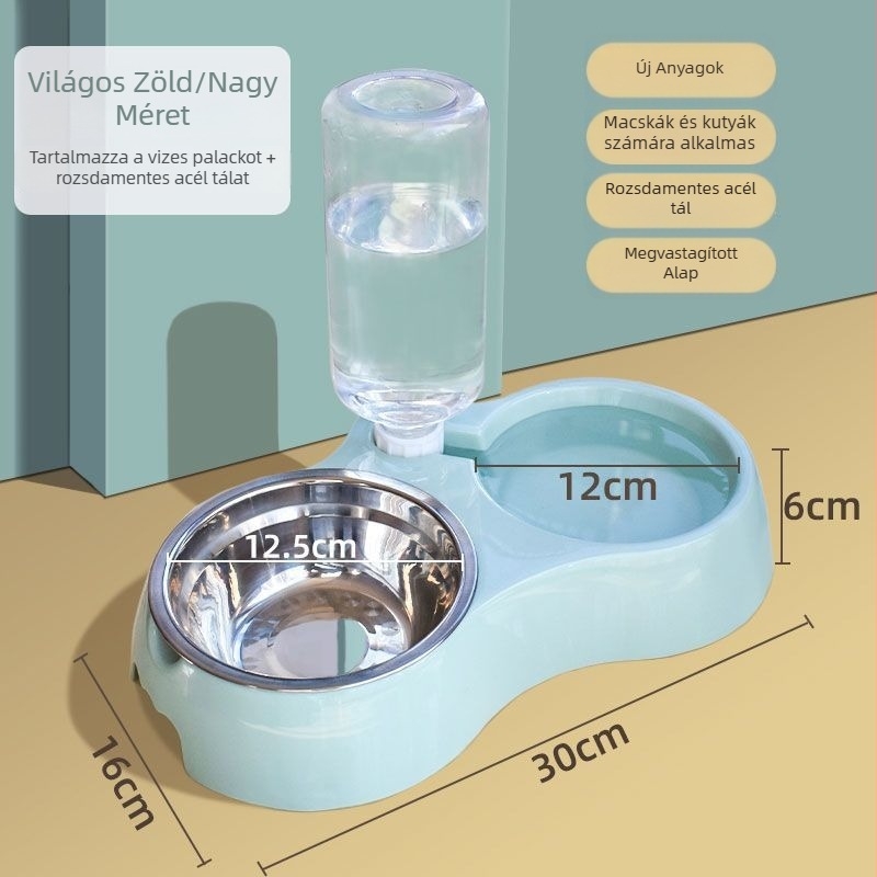Automata víz- és etetőberendezés kutyáknak és macskáknak, etetőtálkával