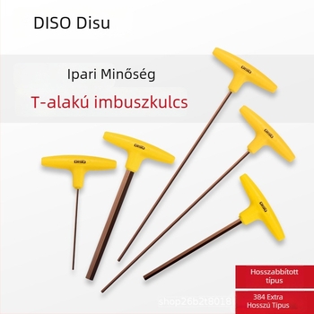 Disu T-típusú hatszögkulcs, hosszú, otthoni használatra, méretek 2–8 mm, S2 acélötvözet