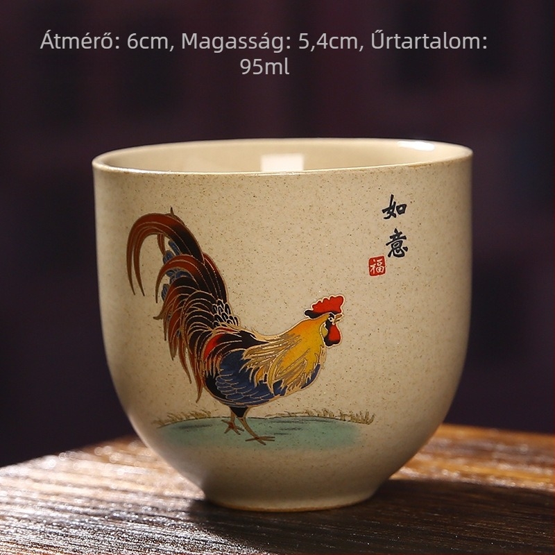Japán stílusú porcelán teáscsésze arany kakas motívummal, teázási kóstoló pohár és kung-fu teáskészlet