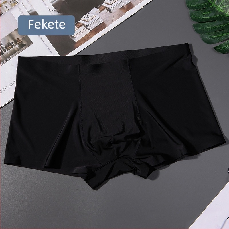 Férfi ice silk boxeralsó, gyors száradás, lélegző nylon, egyszínű, középmagasságú derék, plusz méret