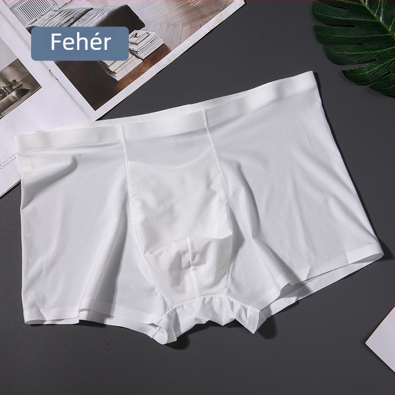 Férfi ice silk boxeralsó, gyors száradás, lélegző nylon, egyszínű, középmagasságú derék, plusz méret
