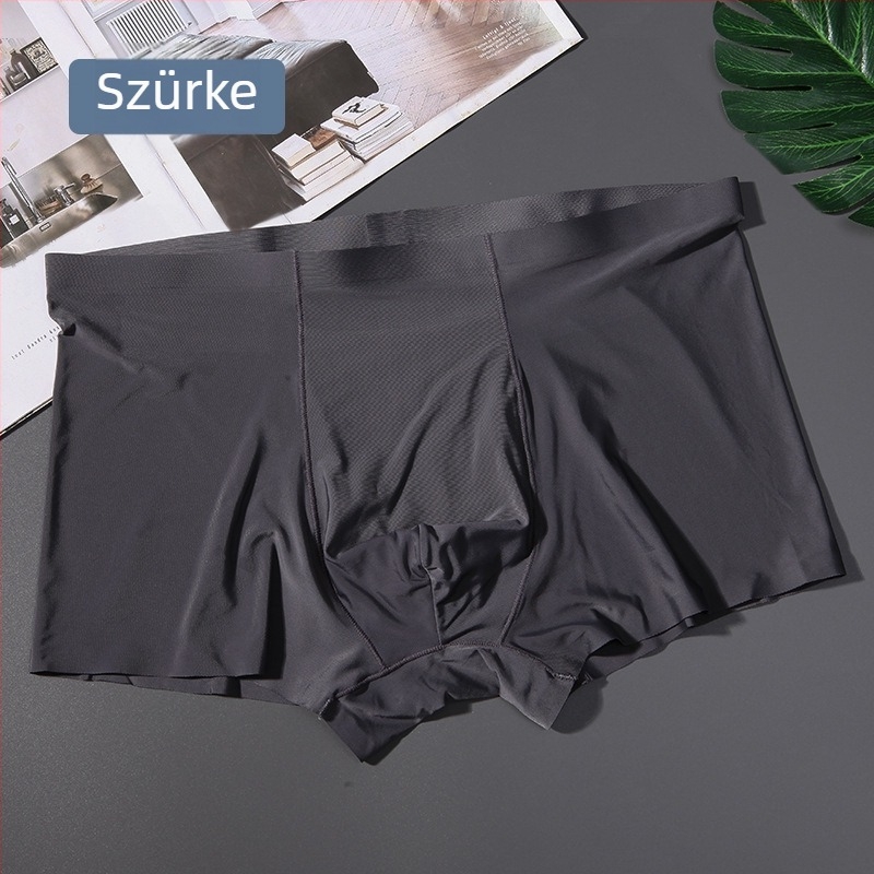 Férfi ice silk boxeralsó, gyors száradás, lélegző nylon, egyszínű, középmagasságú derék, plusz méret