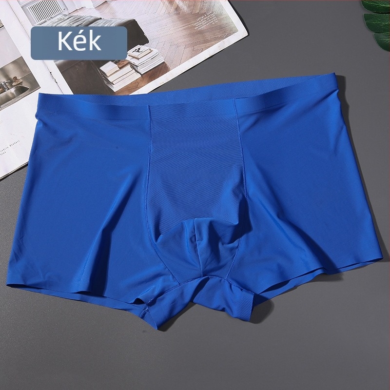 Férfi ice silk boxeralsó, gyors száradás, lélegző nylon, egyszínű, középmagasságú derék, plusz méret