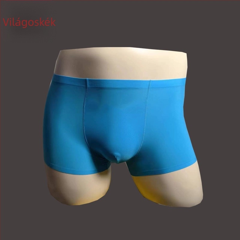 Férfi ice silk boxeralsó, gyors száradás, lélegző nylon, egyszínű, középmagasságú derék, plusz méret