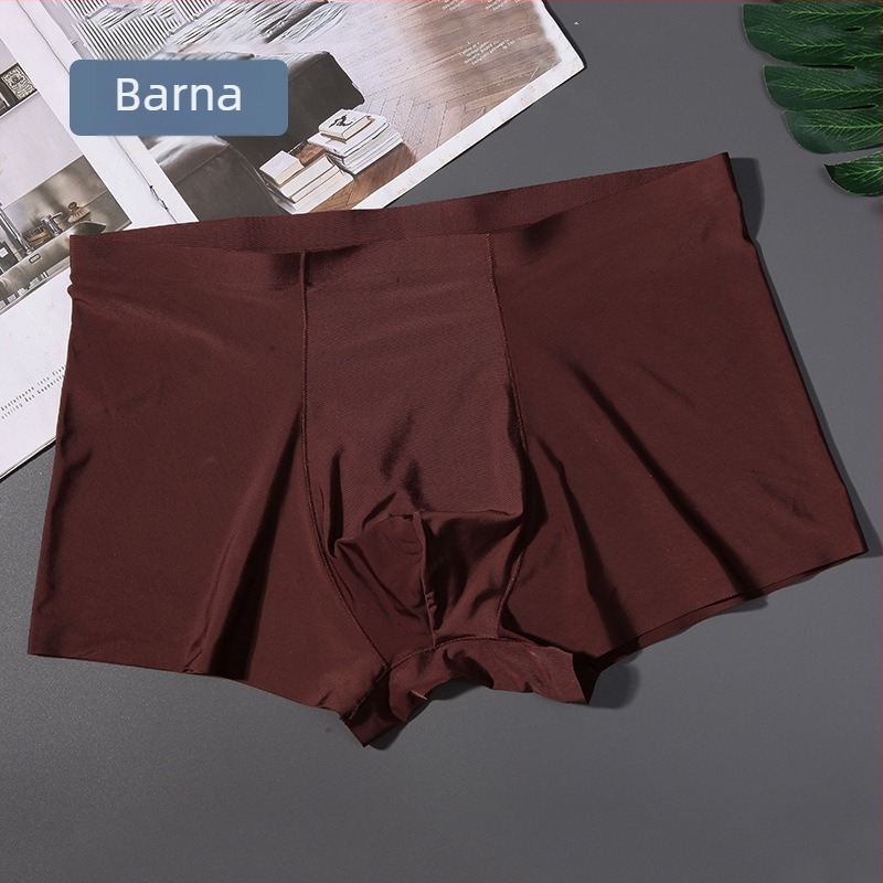 Férfi ice silk boxeralsó, gyors száradás, lélegző nylon, egyszínű, középmagasságú derék, plusz méret