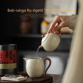 Beige Ruyao Kung Fu porcelán teáskészlet: teáskanna és teáscsészék, kis otthoni készlet, új prémium tea ajándékdoboz