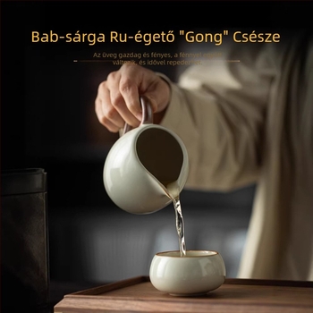 Beige Ruyao Kung Fu porcelán teáskészlet: teáskanna és teáscsészék, kis otthoni készlet, új prémium tea ajándékdoboz